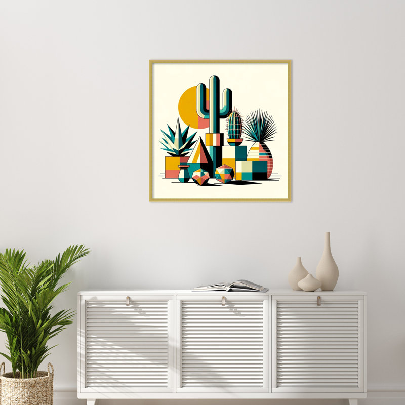Reproduction d'art encadrée «Succulents in Cubist Vases» par Crawfordsville Wood, H 33 po x l 33 po