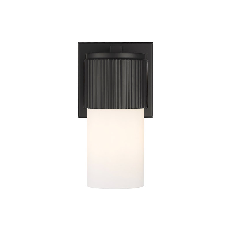 Applique murale 1 lumière 12 "Bolivar, Blanc mat, H 7,5 po x l 5,1 po x P 4 po, Noir mat