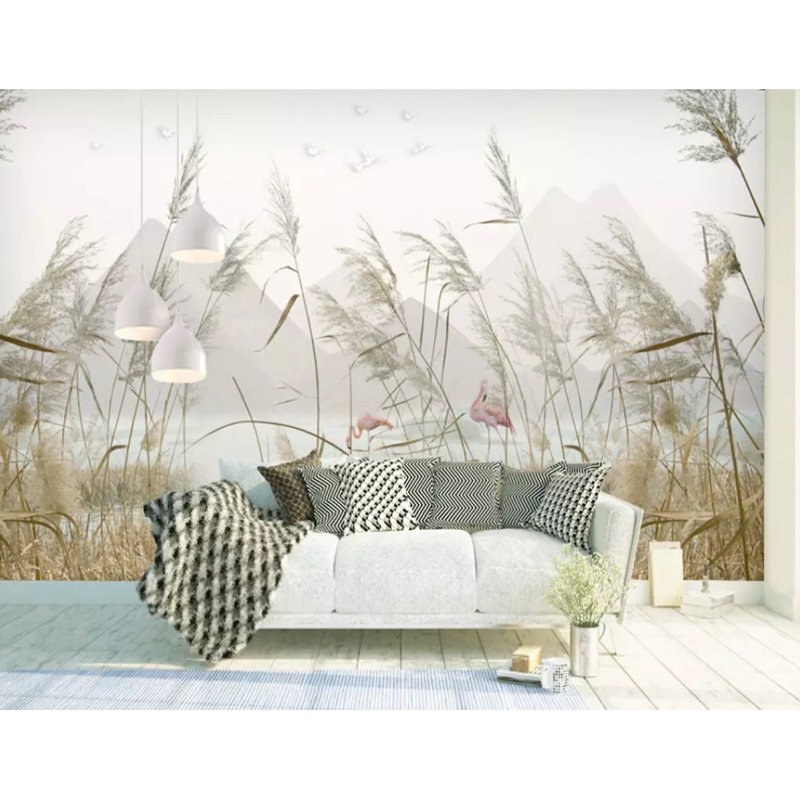 Murale flamant rose rose pour jardin lake Luker, L 98 po x l 150 po