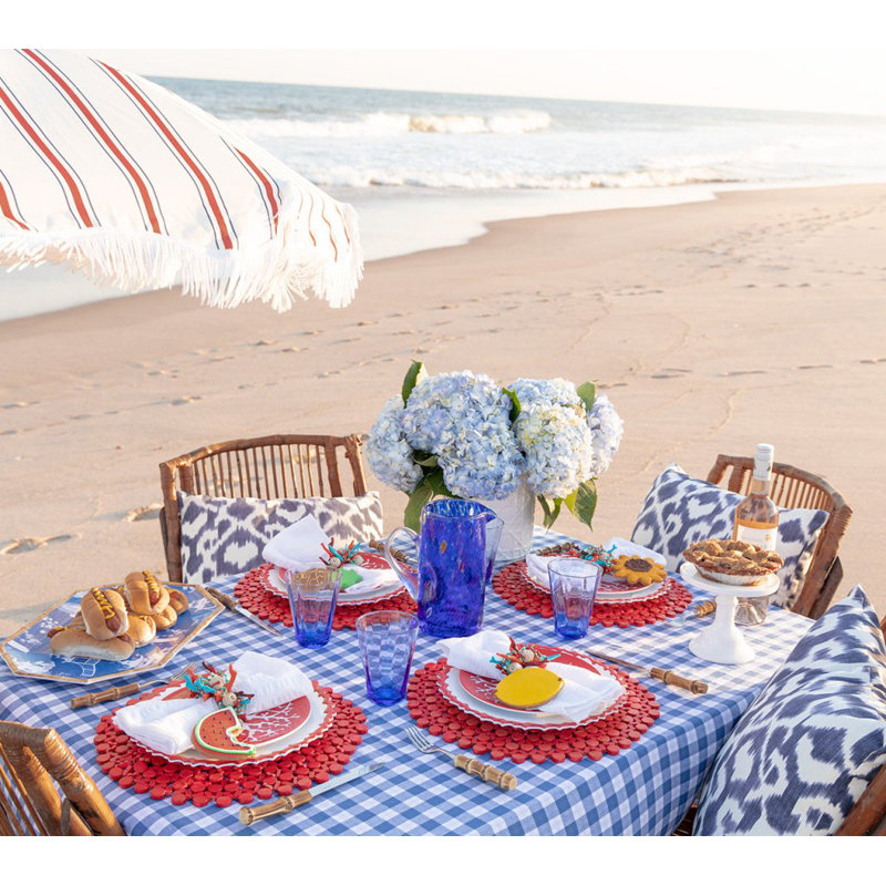 Round Bamboo Placemat, Coral