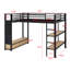 Structure de lit mezzanine en métal avec garde-robe, tablettes de rangement et panneau perforé