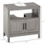 Armoire de rangement à piédestal Kleankin, armoire de salle de bain sous lavabo avec 2 portes et tablette ouverte, meuble-lavabo, gris