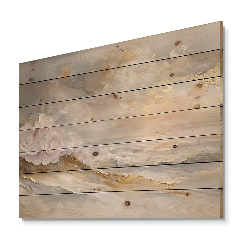Pure Golden Beach Landscape I - Art mural en bois plage - sur bois de pin naturel, H 34 po x l 44 po x P 0,78 po