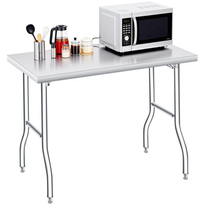 Table de travail 48 po x 30 po en acier inoxydable robuste, table de préparation pour cuisine commerciale et domestique avec pieds de soutien renforcés