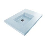 Newterra Concrete Handmade Rectangular Semi-Recessed Vessel Bathroom Sink