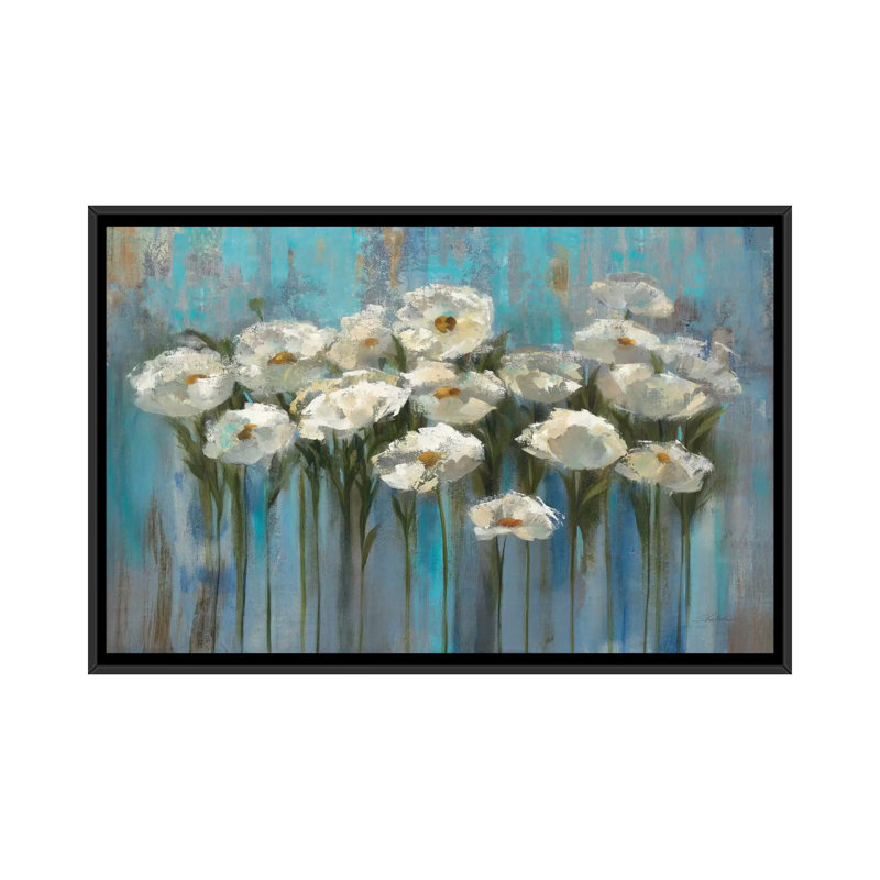 Impression sur toile anemones, H 18 po x l 26 po x P 1,5 po, Toile avec cadre noir, Pas de tapis
