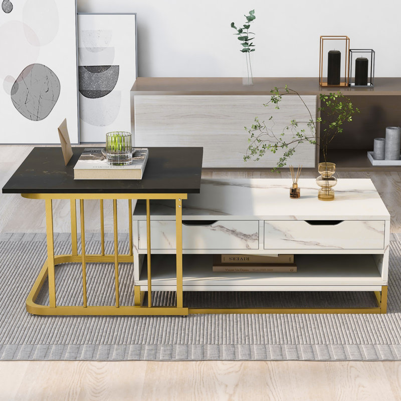 Mercadies Nesting Coffee Table, White/Black