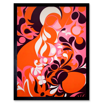 Aceson Orange Red Matisse Style Abstract Flowers Plants Shapes - Single Picture Frame Print