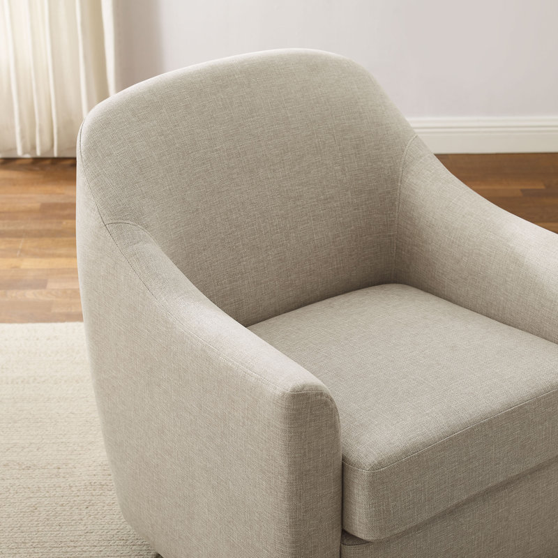29.92In Modern Barrel Swivel Accent Chair, Light Khaki Polyester Blend