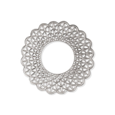 Scalloped Lattice Silver Aluminum Charger Plate – 13"