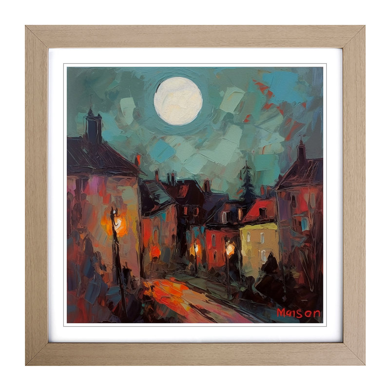 Moon Post-Impressionism - Framed Print, Oak