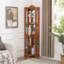 Vitrine de coin lumineuse avec portes et tablettes en verre trempé - rangement élégant en chêne pour le décor du salon et de la chambre à coucher