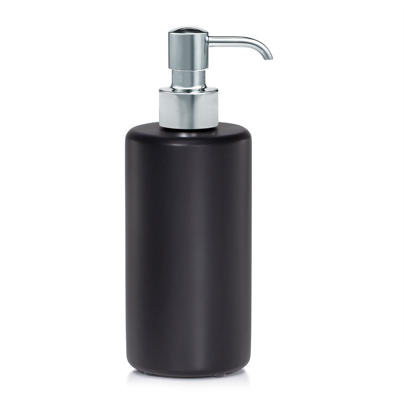 Domus Black Matte Soap / Lotion Dispenser, Polished Chrome