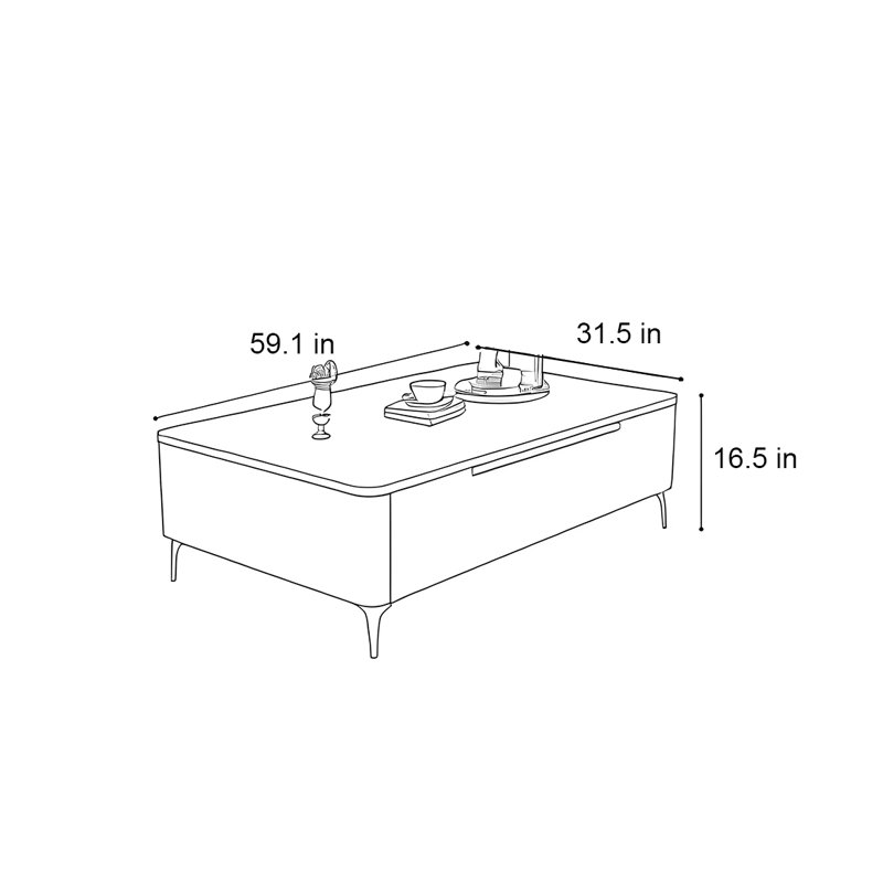 Light luxury simple rectangular rock table, 16.5" H x 59.1" L x 31.5" W