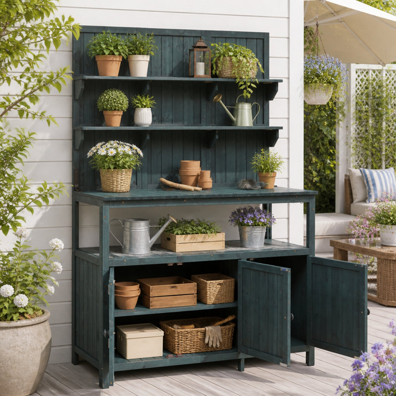 Grand banc de jardin en bois de sapin avec huche 50,2 po