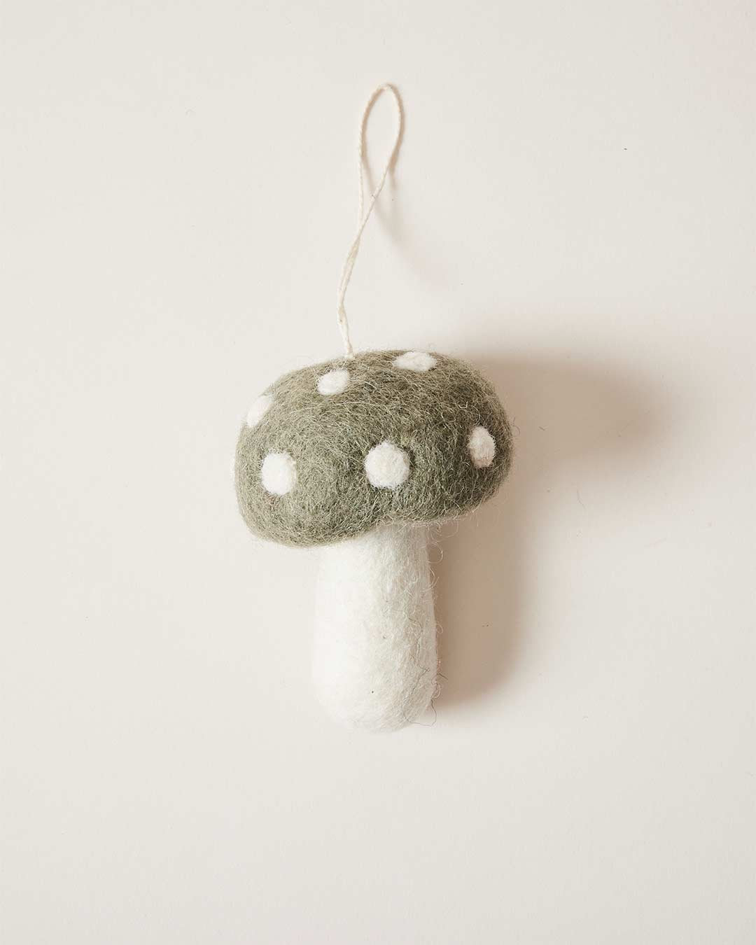 Felted Mushroom Ornament, Moss, 3.5" H x 2.5" W x 2.5" D