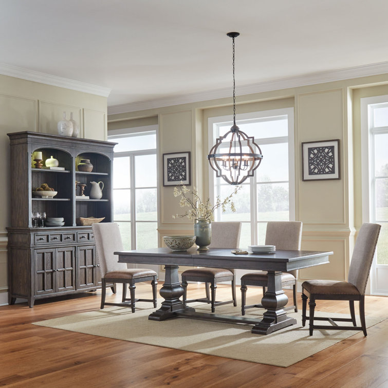 Trelawny 7 Piece Trestle Table Set w/ Upholstered Chairs