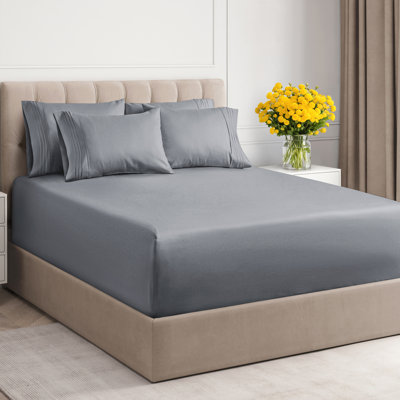 6 Piece Extra Deep Pocket Sheet Set, Cooling & Breathable Bed Sheets, Soft Hotel Luxury Bedding, Fits 18–24 Inch Mattress
