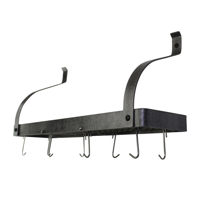 Gourmet Handcrafted Bookshelf Wall Mounted Pot Rack, 14'' H x 24'' W x 9'' D