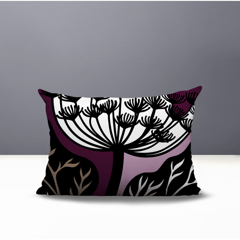 Oreiller rectangulaire réversible intérieur / extérieur Alimi, Rectangle H 18 po x l 25 po, Mauve