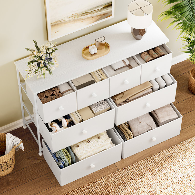 Ojaswi 8-Drawer Horizontal Storage Chest, White