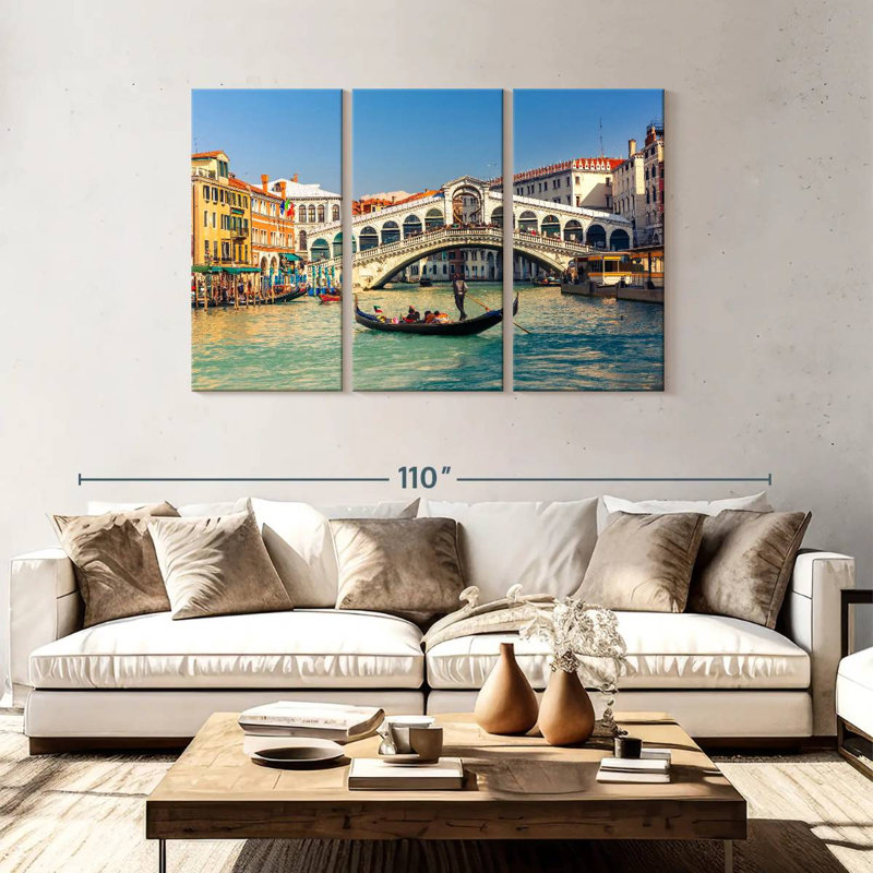 Gondole et pont du Rialto, H 48 po x l 74 po
