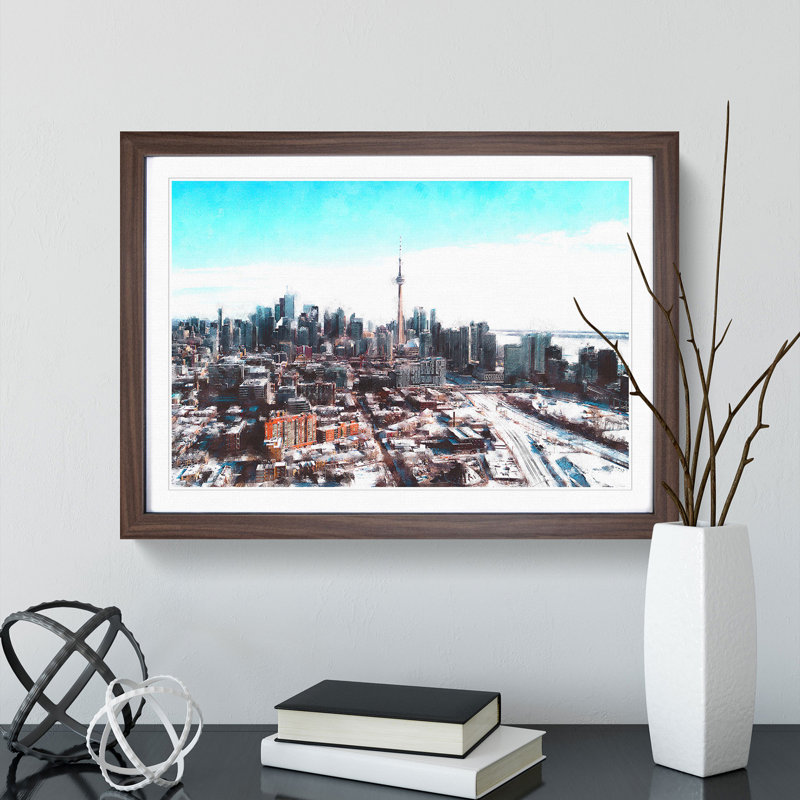 Snowy Toronto - Picture Frame Painting Print, 45cm H x 63cm W x 2cm D, Walnut Framed