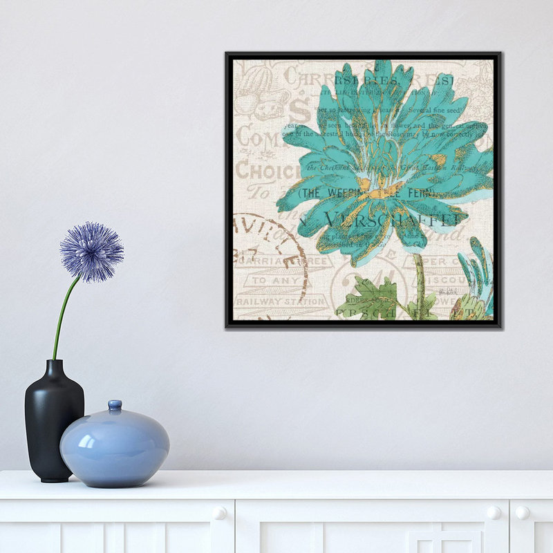 «Bookshelf Botanical IV», reproduction d'impression sur toile, H 26 po x l 26 po x P 1,5 po, Toile avec cadre noir