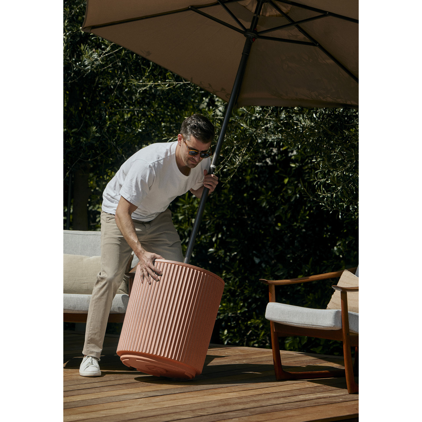 Demi Umbrella Side Table, Terracotta