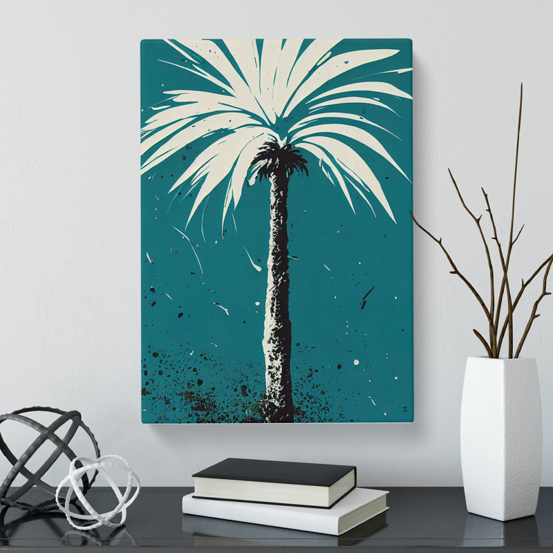 CAN-V0523-1708X Palm Tree Paint Splatter - Wrapped Canvas Print, 50cm H x 35cm W