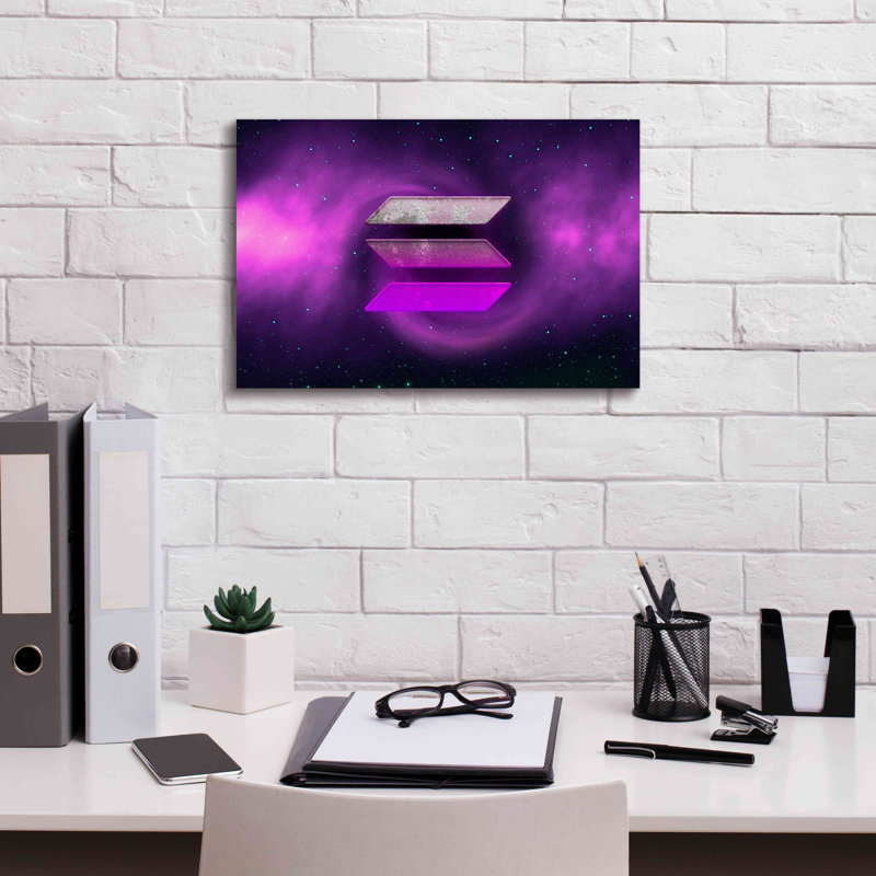 «Cosmic Crypto Solana» par Epic Portfolio, estampe numérique sur toile, H 12 po x l 18 po x P 0,75 po