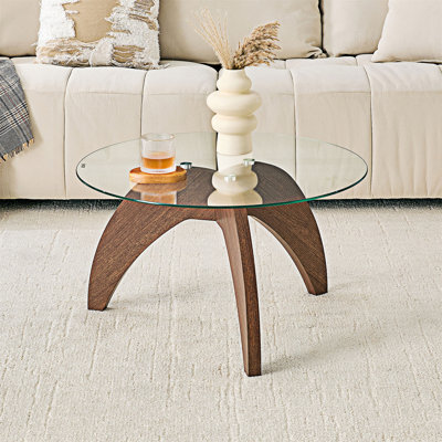 Table basse avec plateau en verre