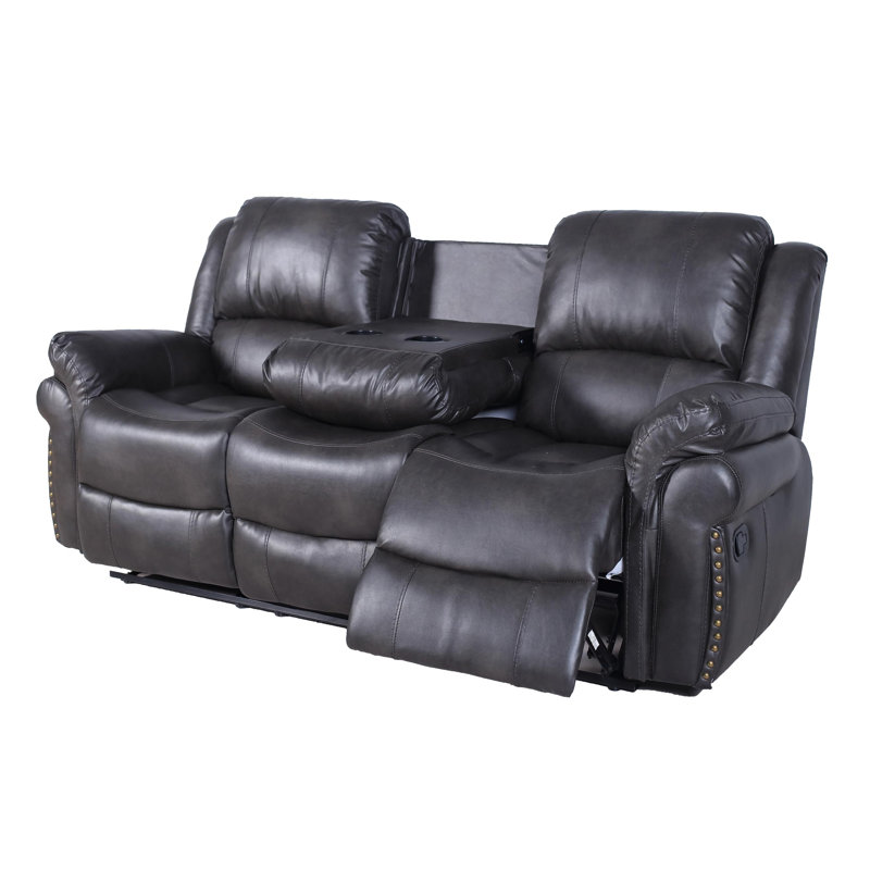 Sarahlynn Faux Leather Recliner, Gray Faux Leather