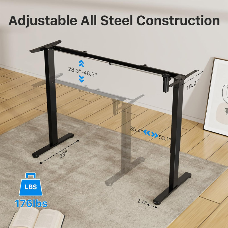 Electric Height Adjustable Standing Desk Frame With Memory Control Panel, Ergonomic Sit Stand Workstation Base For Home And Office