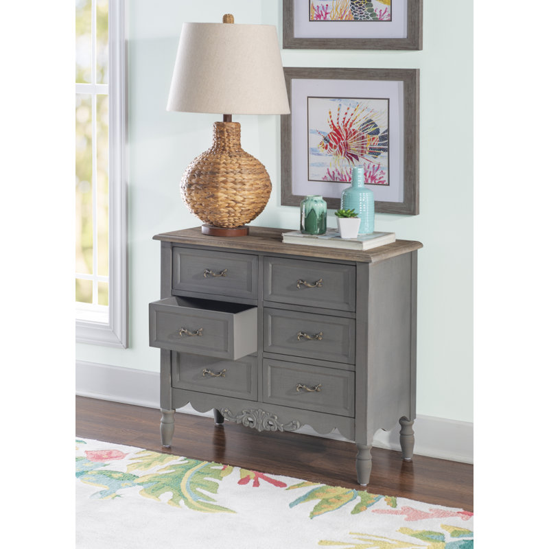 Commode d'appoint 6 tiroirs Raymer, gris