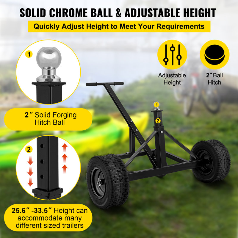 Chariot à roulettes ajustable, capacité de 1500 lb, chariot à roulettes de 25,6 po à 33,5 po