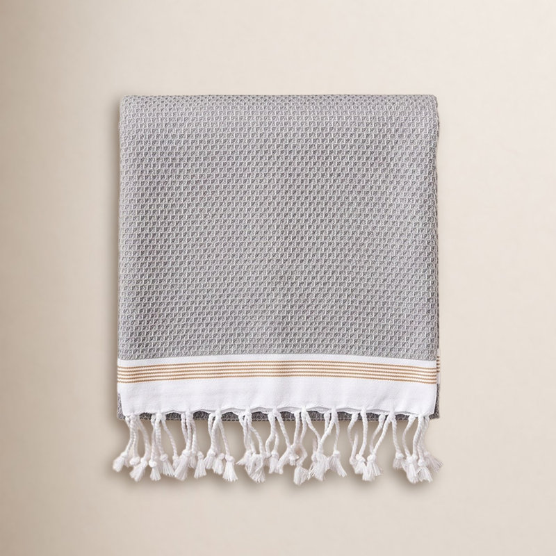 Mediterranean 100% Cotton Lightweight, Deep Pewter/Tangerine, Bath Towel