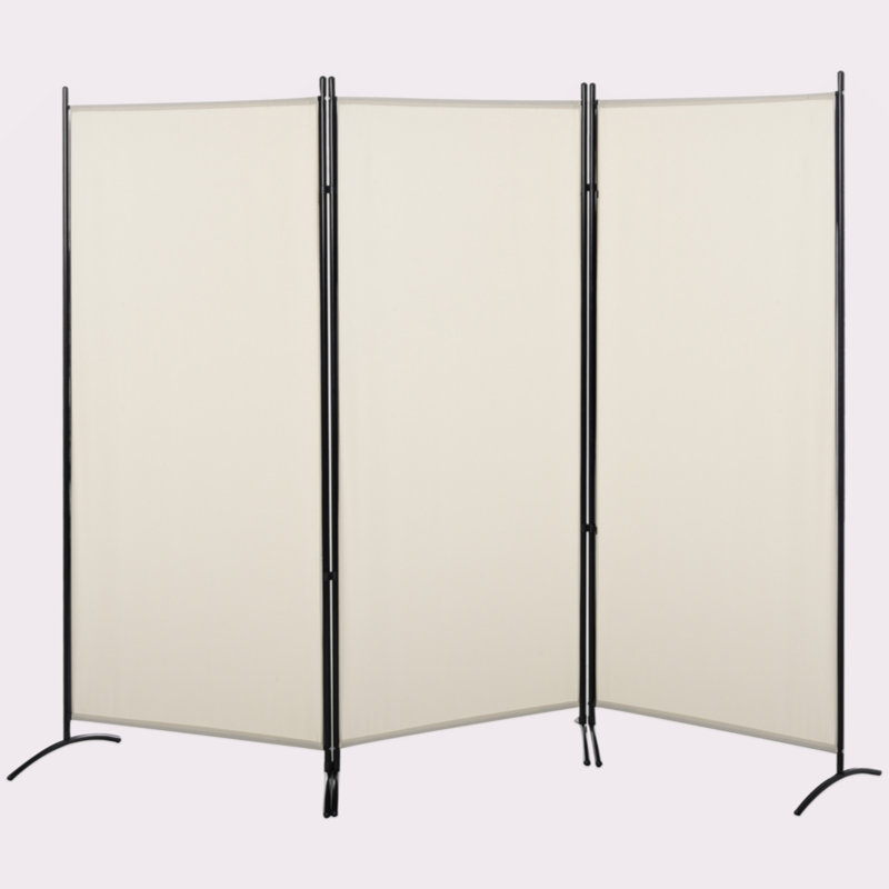 Paravent 3 panneaux HOMcom, écran d'intimité pour la maison, beige