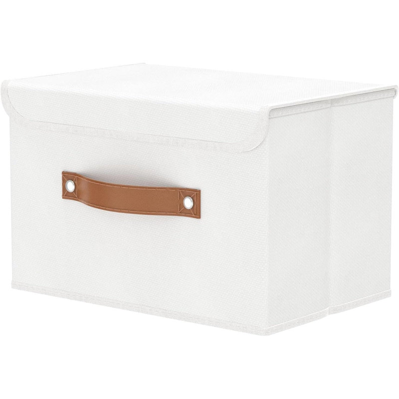 Brayden Studio Fabric Box, 25cm H x 25cm W x 38cm D, White