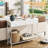Entryway Table Console Sofa Table with 3 Fabric Drawers Modern Behind Couch Table Hallway White