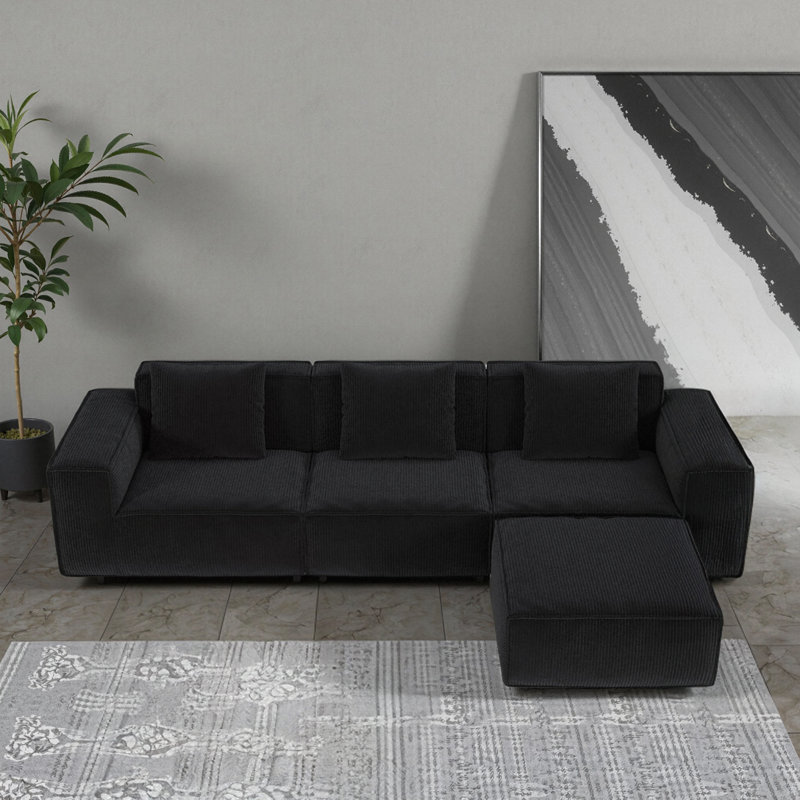 Canapé convertible 3 places, H 28,3 po x l 118 po x P 39,4 po, Noir