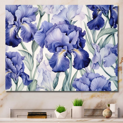 «Mauve vert iris et impressions de fleurs III» sur toile