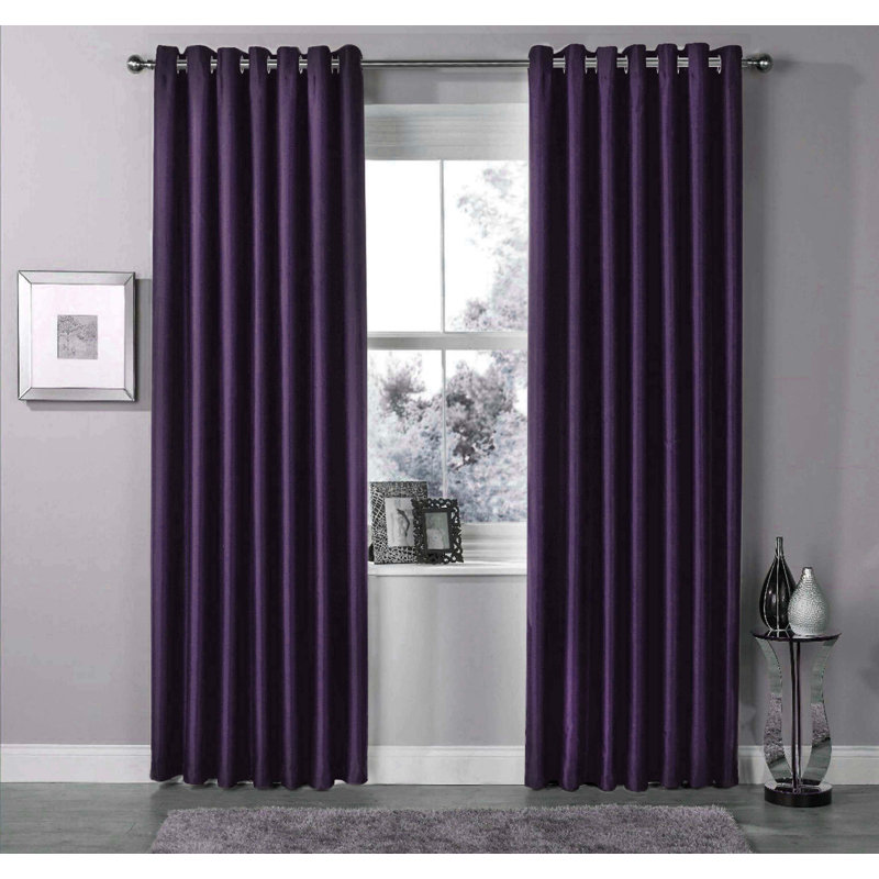 Blackout Curtain Panel Pair, Purple, 228cm Width x 167cm Drop