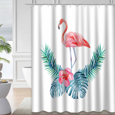 Rideau de douche imperméable à l'eau et à l'aquarelle avec 12 crochets FlamingoBreeze