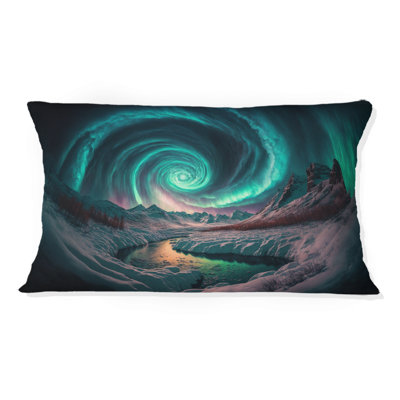 Aurora Borealis Magical Northern Lights VI - Mountains Printed Throw Pillow