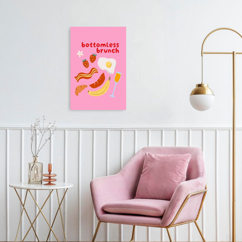 Bottomless Brunch Fun Contemporary Wall Art Print, 60.96cm H x 40.64cm W
