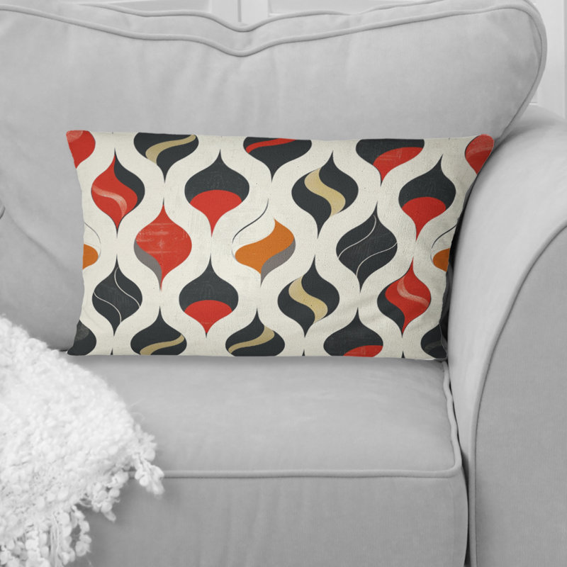 Imprimé Red Ogee - coussin lombaire Mid-Century