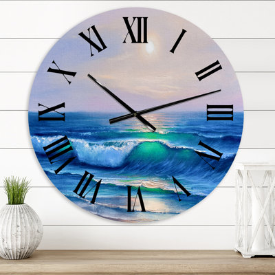 Horloge murale bord de mer V - Reflectioning Throug Braking Waves