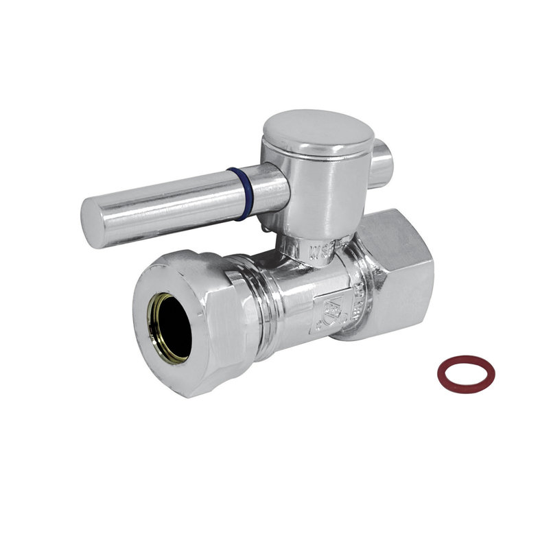 Kingston Brass Concord 1/2-Inch FIP x 1/2 or 7/16-Inch Slip Joint Quarter-Turn Straight Stop Valve, Polished Chrome