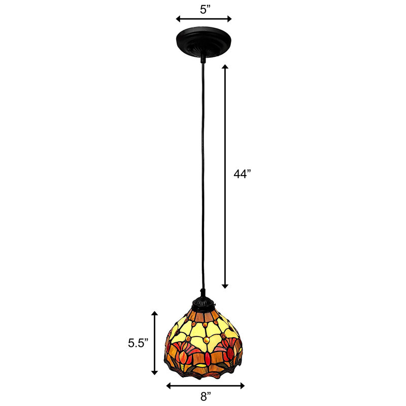 Luminaire suspendu à 1 lumière Ryerson Tulips, Bronze foncé, H 6 po x l 8 po x P 8 po